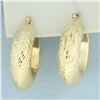 Image 1 : Diamond Cut Hoop Earrings in 14k Yellow Gold