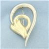 Image 1 : Italian Abstract Tear Shape Pin Brooch in 14k Yellow Gold