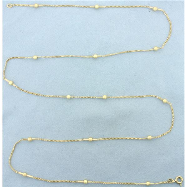Italian 31 Inch Ball Bead and Bar Chain Necklace in 14k Yellow Gold