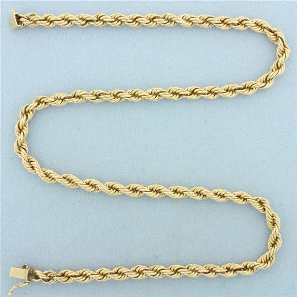 18 Inch Rope Link Chain Necklace in 14k Yellow Gold