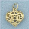 Image 1 : Filigree Heart Charm in 14k Yellow Gold