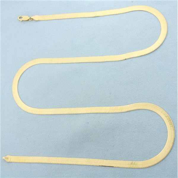 Italian 24 Inch Reversable Herringbone Link Necklace in 14k Yellow Gold