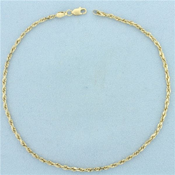 Rope Link Anklet in 10k Yellow Gold