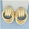 Image 1 : Designer Hoop Earrings in 14k Yellow Gold