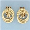Image 2 : Designer Hoop Earrings in 14k Yellow Gold