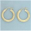 Image 2 : Diamond Cut Matte Finish Hoop Earrings in 14k Yellow Gold