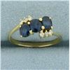 Image 1 : Sapphire and Diamond Ring in 14k Yellow Gold