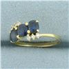 Image 2 : Sapphire and Diamond Ring in 14k Yellow Gold