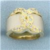 Image 1 : Diamond Pave Buckle Ring in 18k Yellow and White Gold