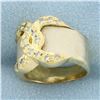 Image 2 : Diamond Pave Buckle Ring in 18k Yellow and White Gold