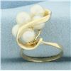 Image 2 : Designer Akoya Pearl Cocktail Ring in 14k Yellow Gold