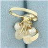 Image 4 : Designer Akoya Pearl Cocktail Ring in 14k Yellow Gold