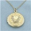 Image 2 : Vintage Engraved Locket Necklace in 10k Yellow Gold