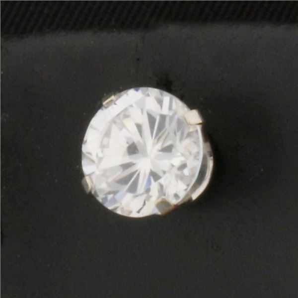 Single 1ct CZ Stud Earring in 14k White Gold