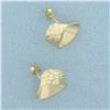 Image 2 : Diamond Cut Open Heart Earrings in 14k Yellow Gold