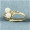 Image 2 : Cultured Pearl and Diamond Ring in 10k Yellow Gold