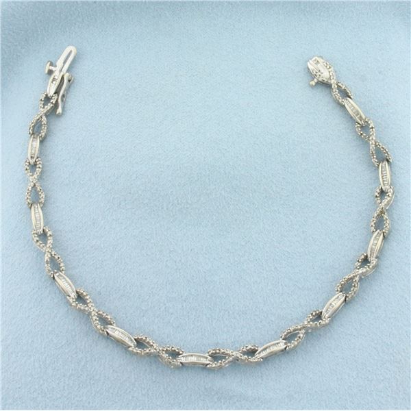 Diamond Infinity Link Bracelet in 10k White Gold