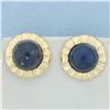 Image 1 : Lapis Lazuli Button Earrings in 14k Yellow Gold