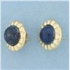 Image 2 : Lapis Lazuli Button Earrings in 14k Yellow Gold