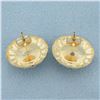 Image 3 : Lapis Lazuli Button Earrings in 14k Yellow Gold