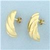 Image 1 : Italian Scallop Designer Earrings in 14k Yellow Gold