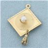 Image 1 : Graduation Day Mortarboard Cap Charm in 14k Yellow Gold