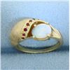 Image 1 : Opal and Ruby Ring in 14k Yellow Gold