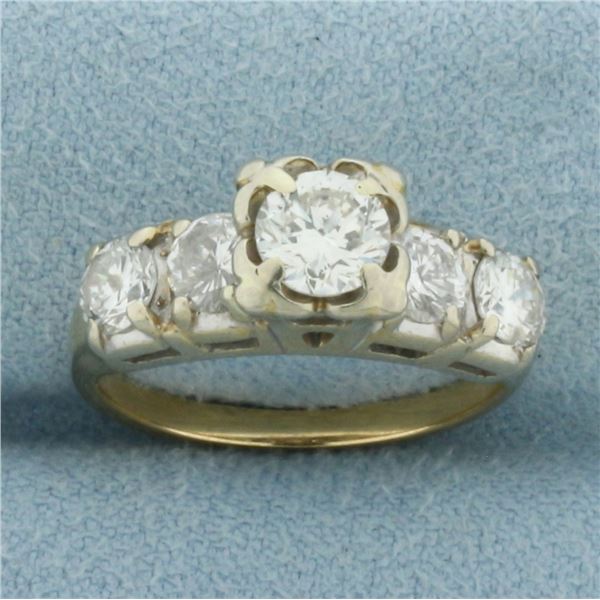 5 Stone Diamond Engagement or Wedding Ring in 14k Yellow Gold