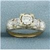 Image 1 : 5 Stone Diamond Engagement or Wedding Ring in 14k Yellow Gold