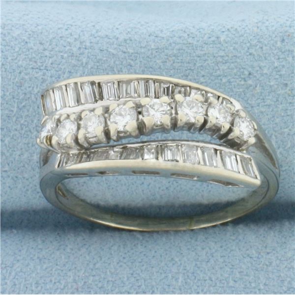 Diamond Wave Design Ring in 14k White Gold