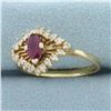 Image 2 : Ruby and Diamond Evil Eye Ring in 14k Yellow Gold