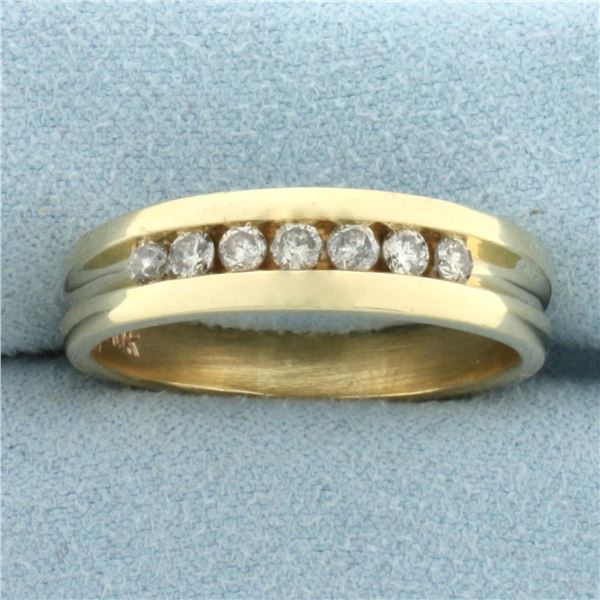 Mens Channel Set Diamond Wedding or Anniversary Band Ring in 10k Yellow Gold