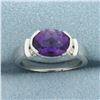 Image 1 : Checkerboard Amethyst and Diamond Ring in 14k White Gold