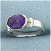 Image 2 : Checkerboard Amethyst and Diamond Ring in 14k White Gold
