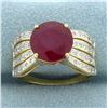 Image 1 : Ruby and Diamond Ring in 14k Yellow Gold
