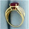 Image 3 : Ruby and Diamond Ring in 14k Yellow Gold