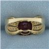 Image 4 : Ruby and Diamond Ring in 14k Yellow Gold
