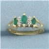 Image 1 : Emerald and Diamond Ring in 14k Yellow Gold
