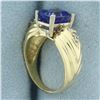 Image 3 : Designer Tanzanite and Diamond Ring in 14k Yellow Gold