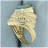 Image 3 : Swiss Blue Topaz and Diamond Statement Ring in 14k Yellow Gold