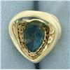 Image 4 : Swiss Blue Topaz and Diamond Statement Ring in 14k Yellow Gold