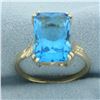 Image 1 : Swiss Blue Topaz Solitaire Ring in 14k Yellow Gold