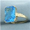 Image 2 : Swiss Blue Topaz Solitaire Ring in 14k Yellow Gold