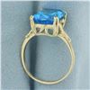 Image 3 : Swiss Blue Topaz Solitaire Ring in 14k Yellow Gold
