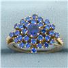 Image 1 : Blue Topaz Starburst Ring in 8k Yellow Gold