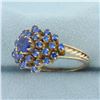 Image 2 : Blue Topaz Starburst Ring in 8k Yellow Gold