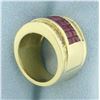 Image 3 : Invisible Set Ruby and Diamond Ring in 18k Yellow Gold