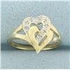 Image 1 : Diamond Lovers Heart Ring in 10k Yellow Gold