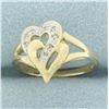 Image 2 : Diamond Lovers Heart Ring in 10k Yellow Gold