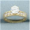 Image 1 : CZ Engagement Ring in 14k Yellow Gold